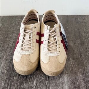 Onitsuka Tiger by Asics Cream and Burgundy Low-Profile Sneakers